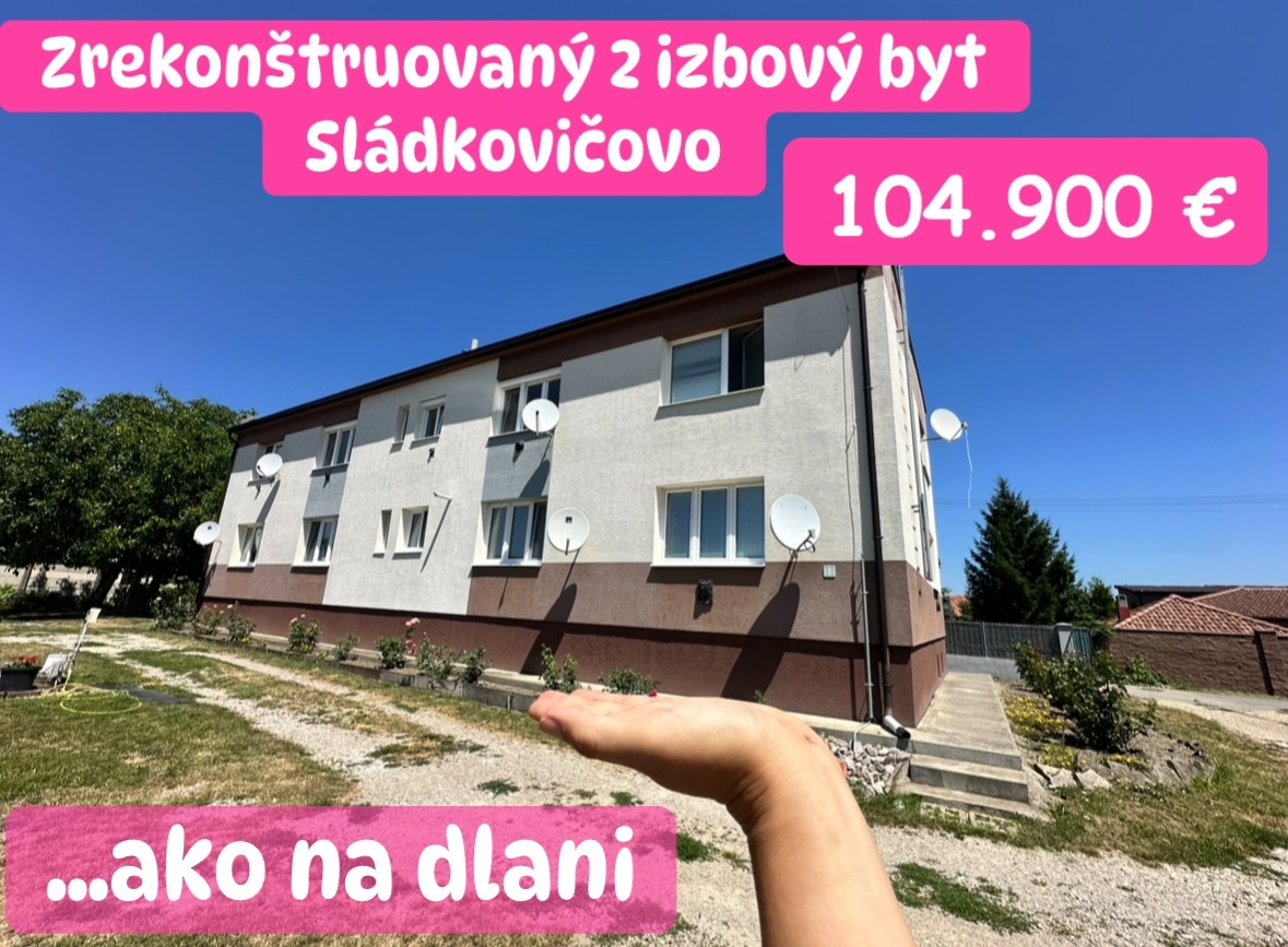 2 izbový byt Sládkovičovo Školská 1.p 48 m2, tehlová bytovka