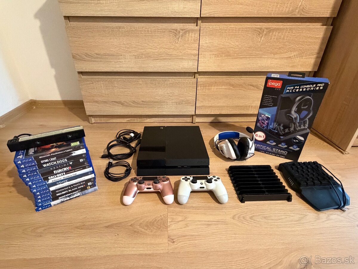 PS4 500GB , ovládače , hry , PS4 kamera , slúchadlá A ĎALŠIE