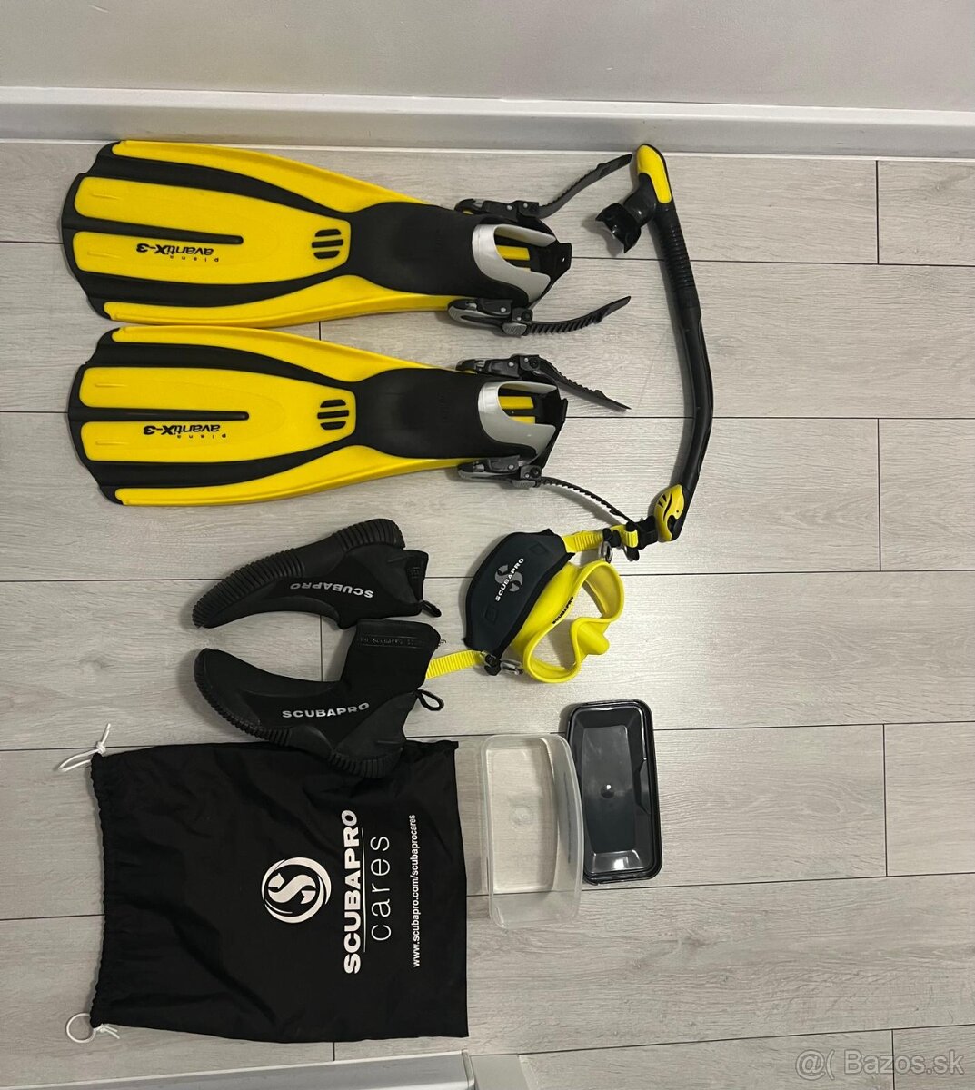 Plutvy, snorchel, okuliare, topanky