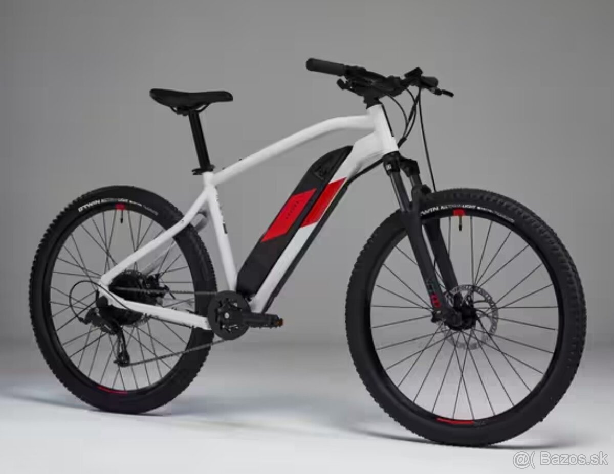 Horský elektrobicykel Rockrider E-ST 100 27,5" bielo-červen