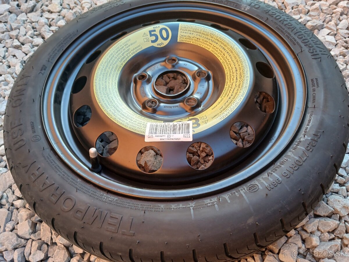 Rezervné koleso+výplň 5x112mm 125/70 R16. Et. 25.5