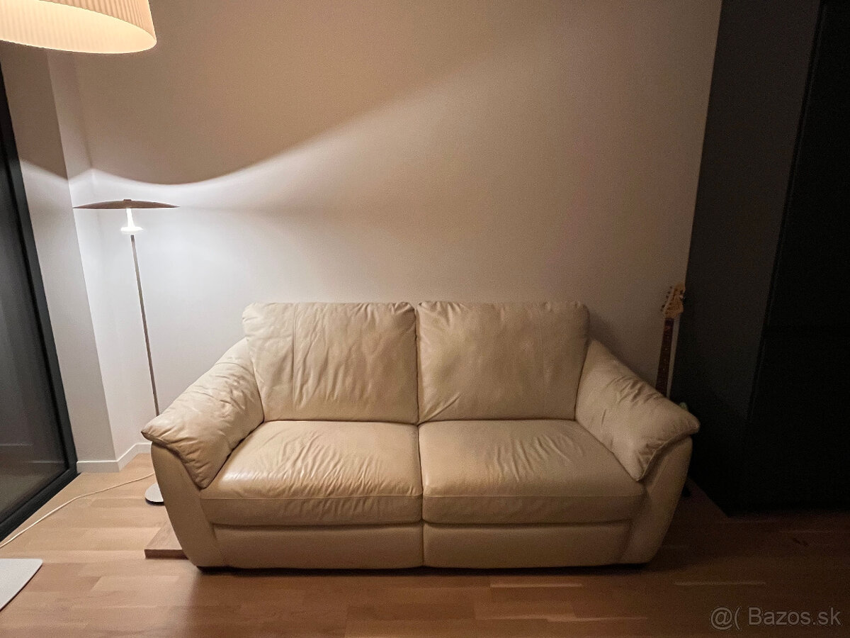 Béžová-biela kožená sedačka (IKEA)