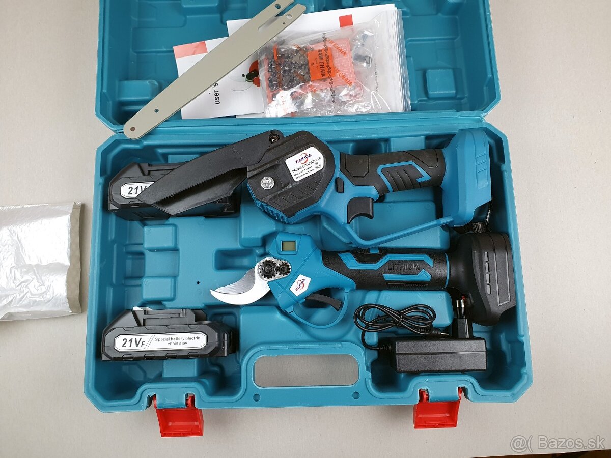 Aku sada 2v1 Aku pila 8"+ Aku nůžky 30mm 21V, NAKIDA.