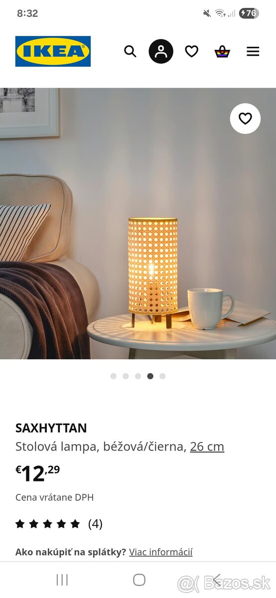 Nová IKEA Saxhyttan stolová lampa