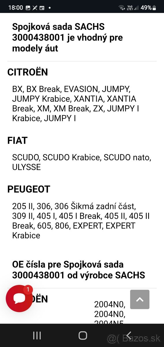 Spojkova sada Sachs 300 438 001