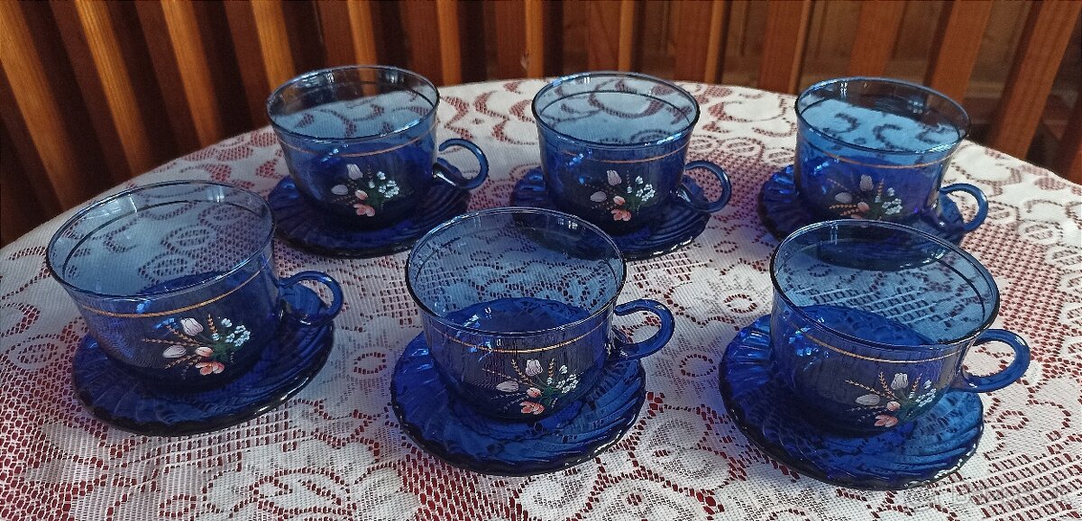 Modrá kávová súprava