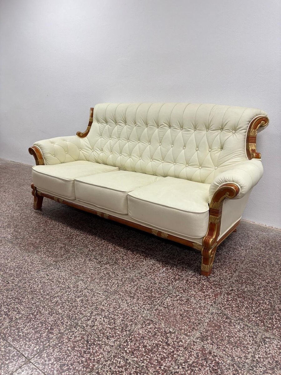 CHESTERFIELD ŠTÝL SEDAČKA,KOŽENÁ 3+2+1,
