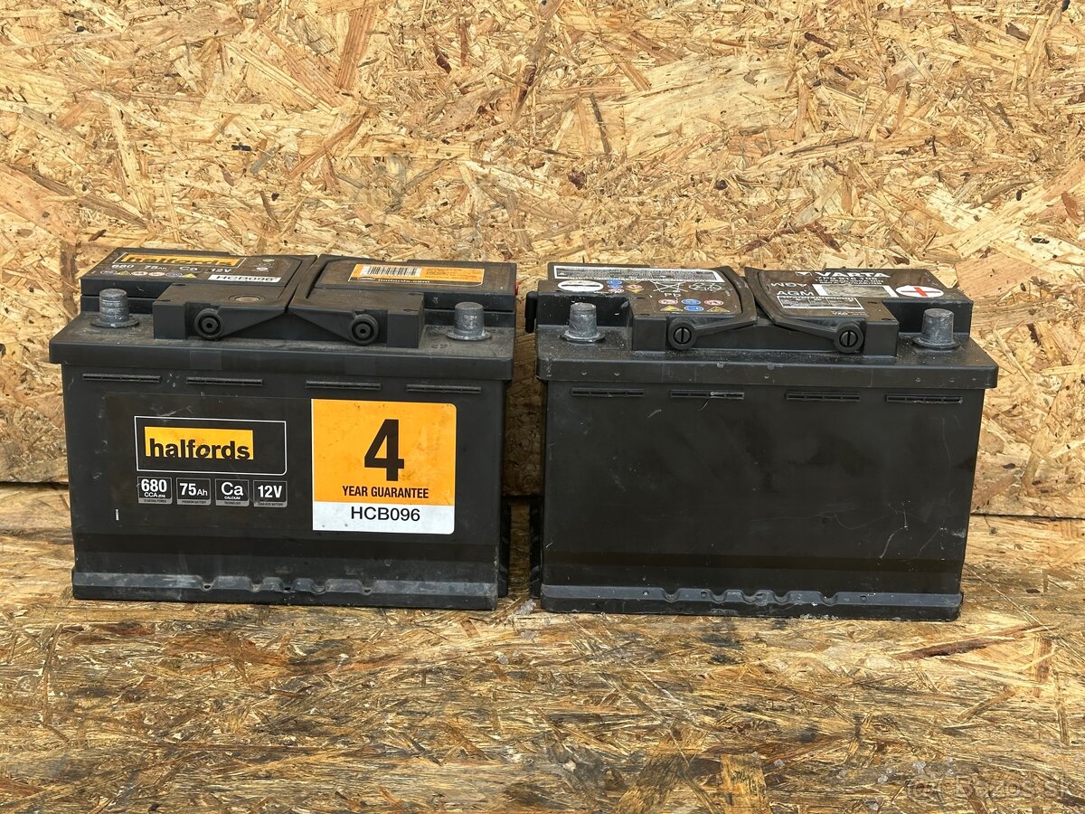 Autobatérie Halfords 75Ah + Varta 68Ah