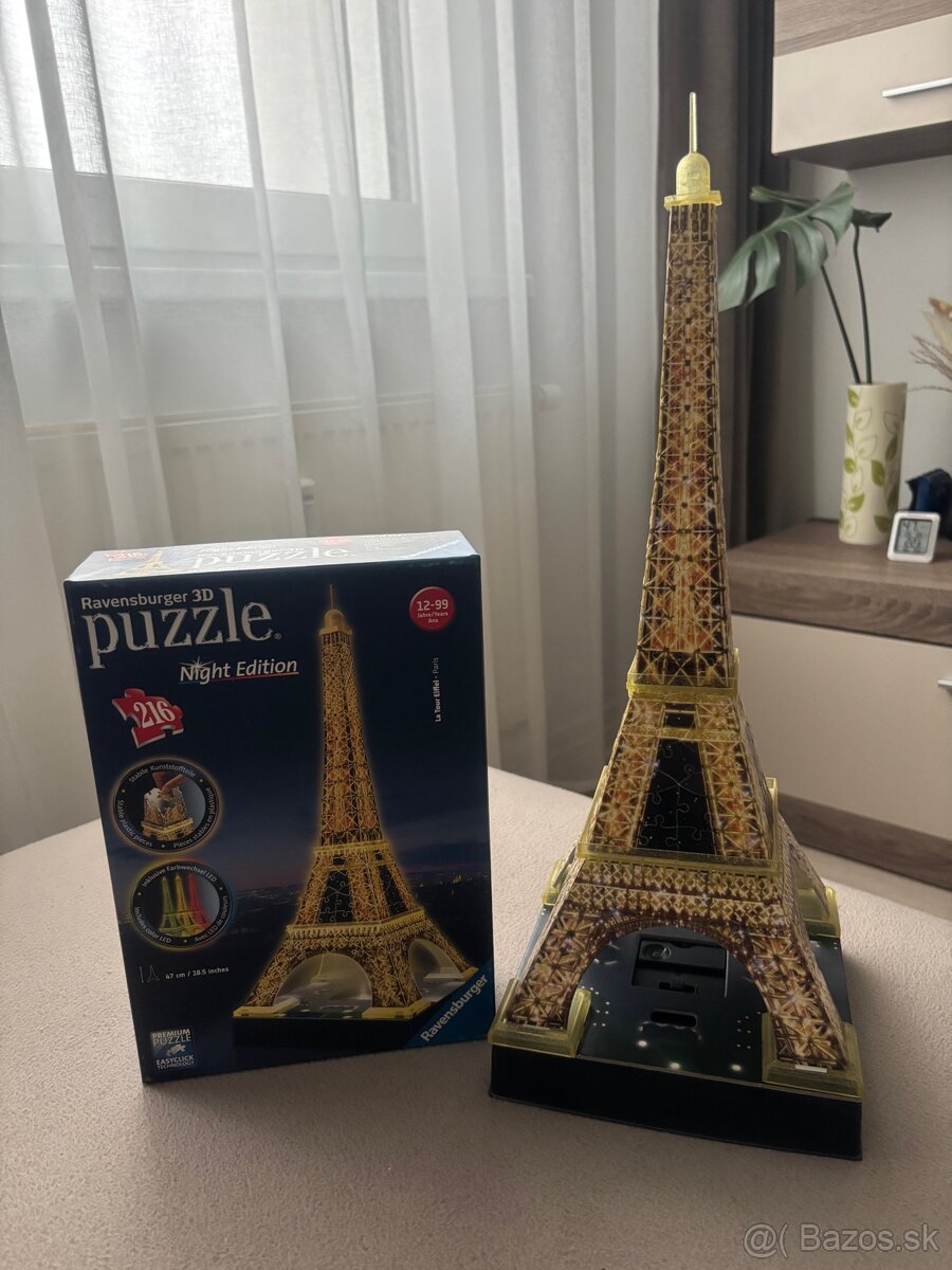 Puzzle 3D Eiffelova veža svietiaca