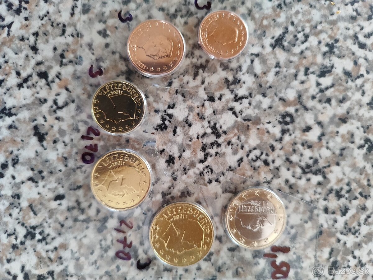 Sada mincí Luxembursko bez 2€, UNC znak most
