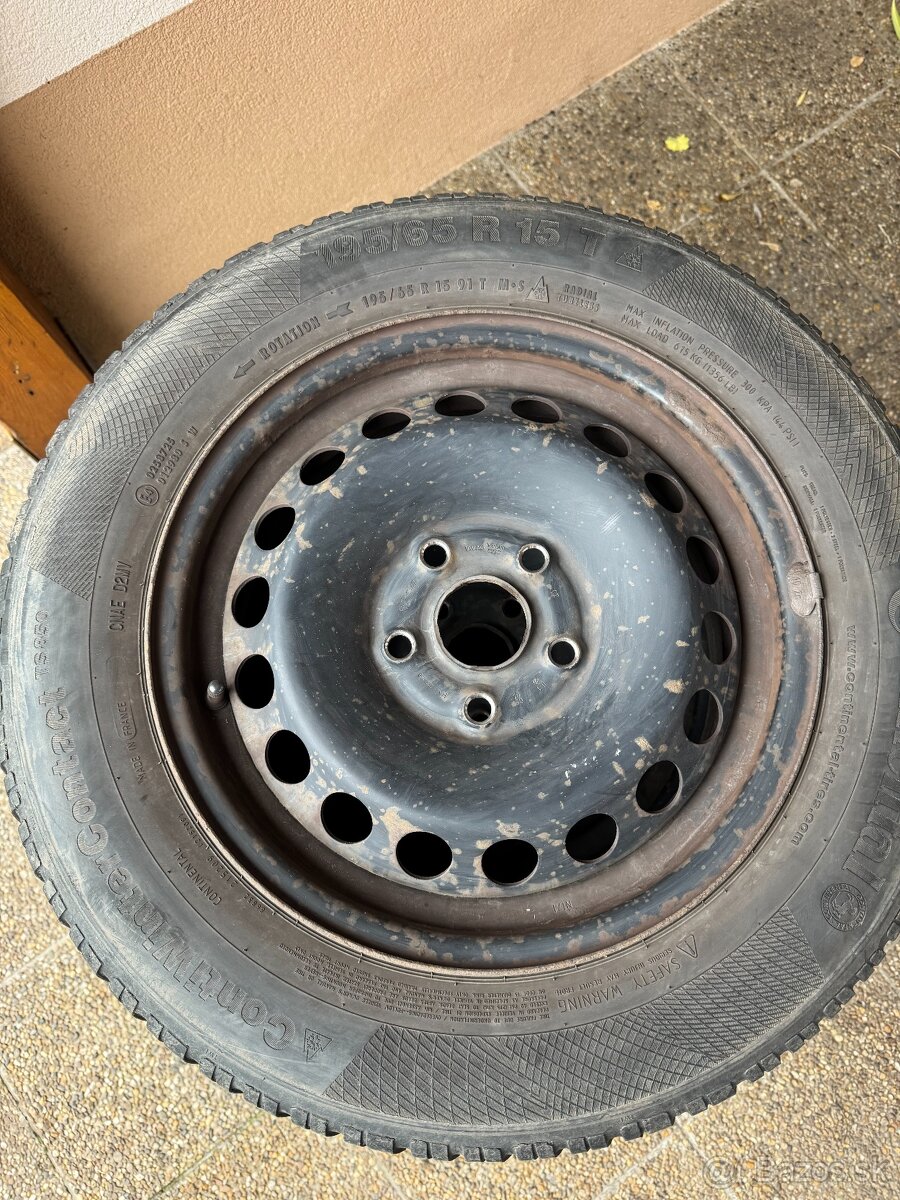Zimné pneumatiky Continental 195/65/R15 91T s diskami