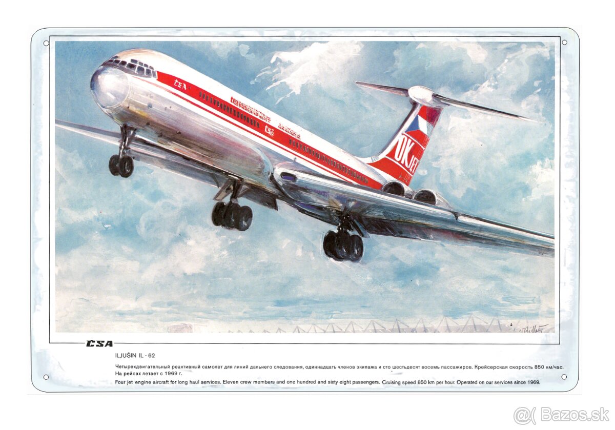 plechová cedule - Iljušin Il-62 (Československé aerolinie)