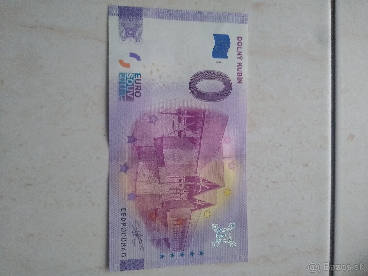 Zberateľska 0 eurova bankovka Dolný kubin