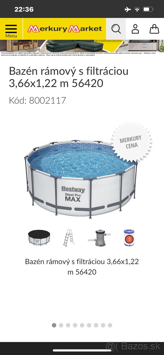 Nový nepoužitý bazén s rebríkom na skákanie do vody