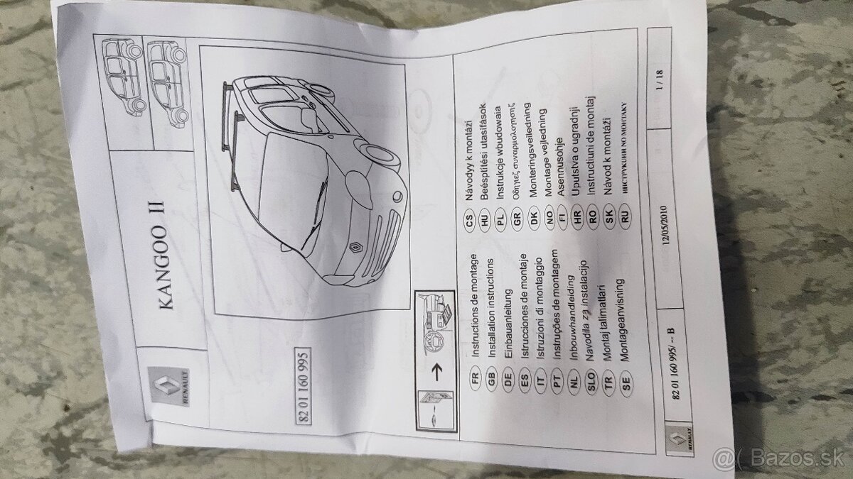 predám strešný nosič na Renault Kangoo II