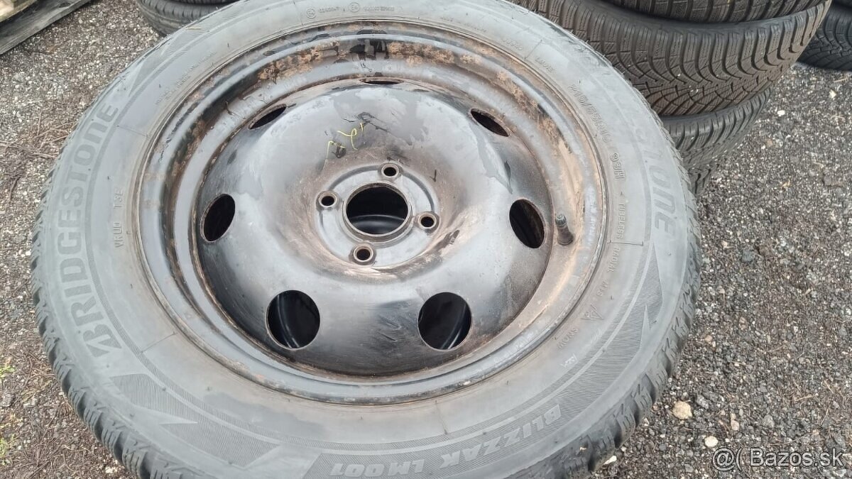 sada plechových diskov16 4x108 s pneu Bridgestone 215/55 R15