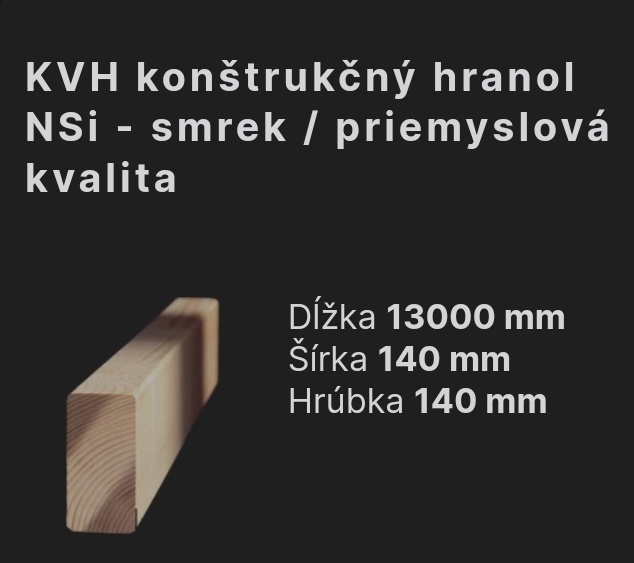 KVH 140x140 konštrukčné hranoly - predaj