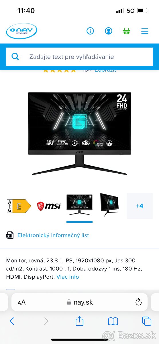 Herný monitor MSI