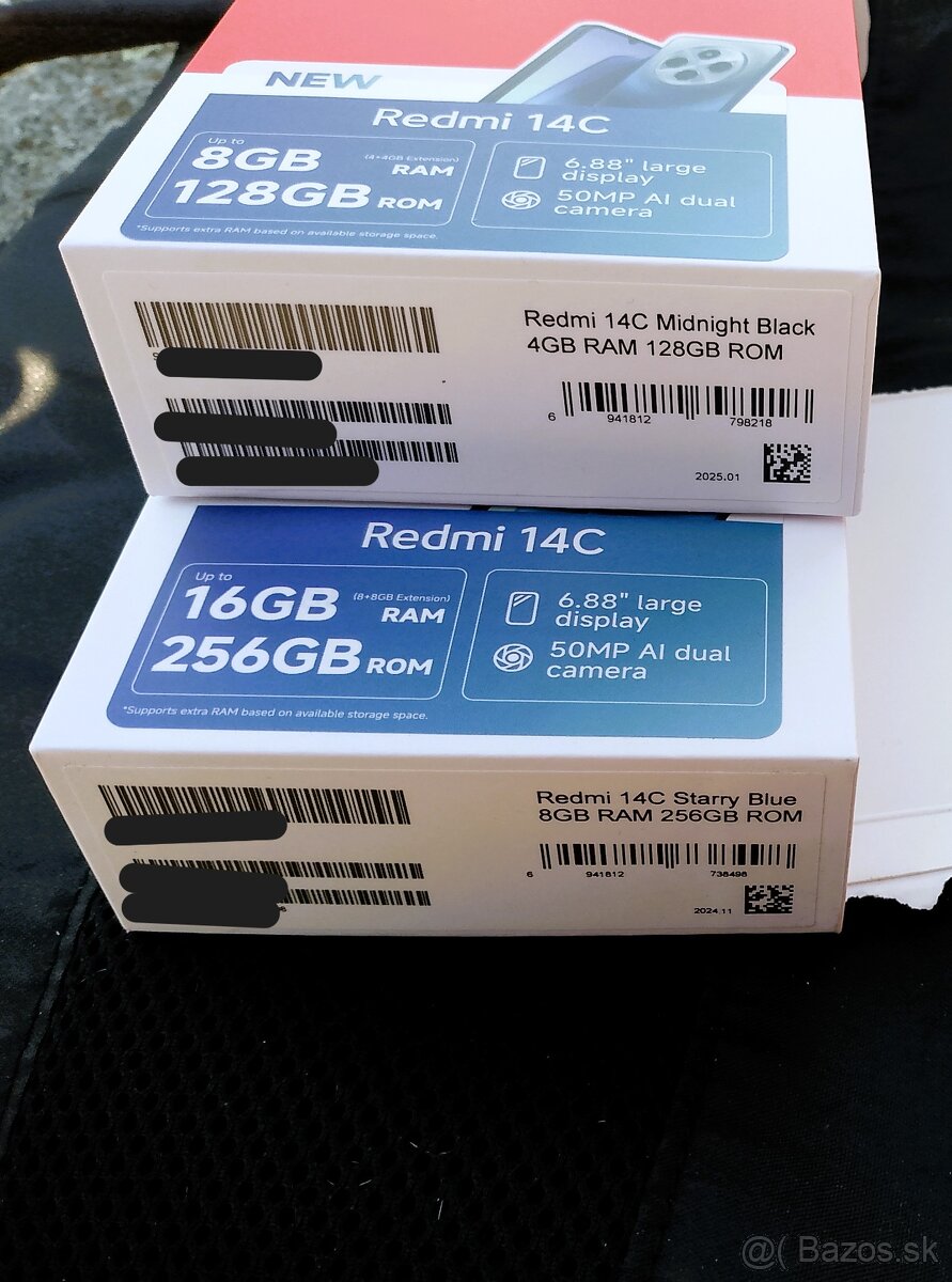 2X Nový Xiaomi Redmi 14C(CZ distribuce), černý a modrý