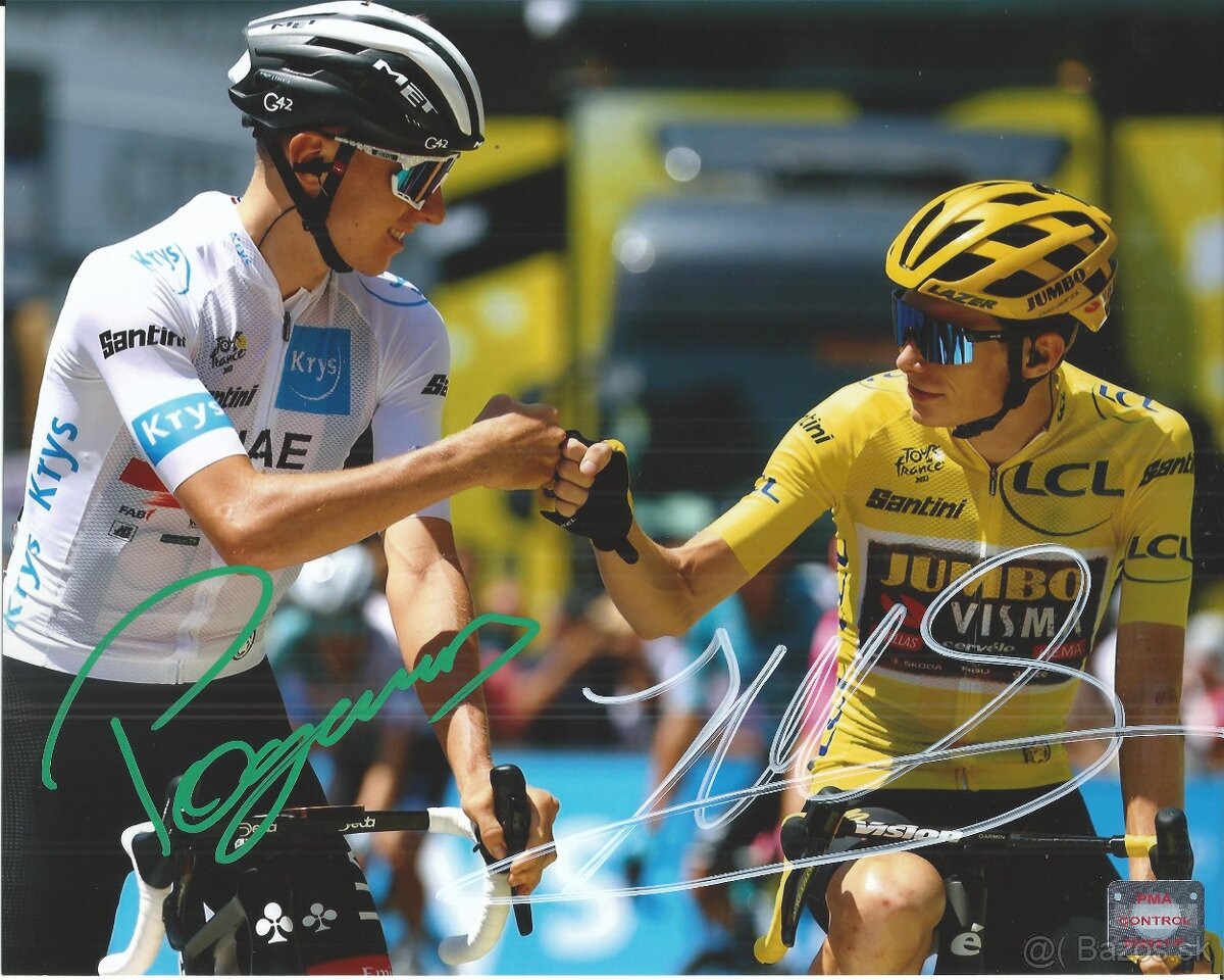 T. Pogačar & J. Vingegaard - foto s podpisem + COA