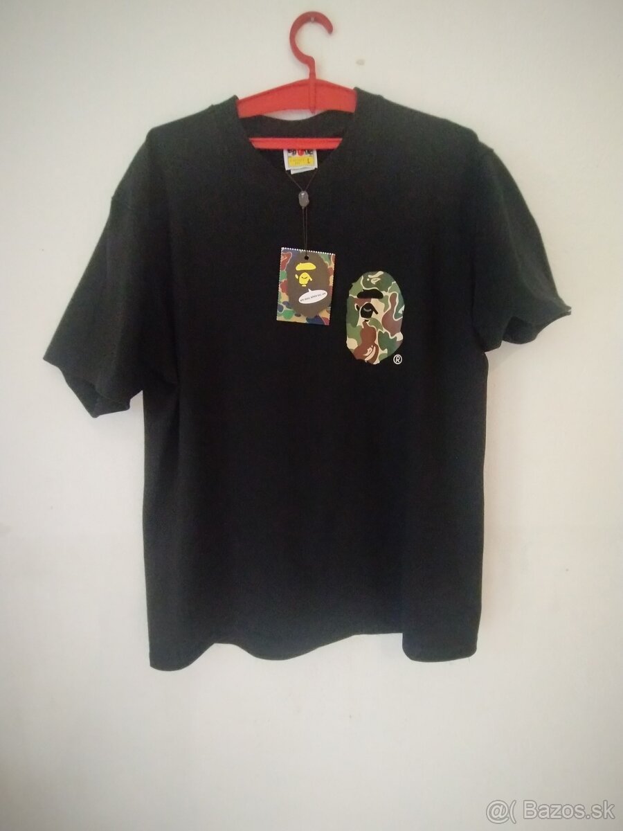 Bape x Stussy čierne tričko L
