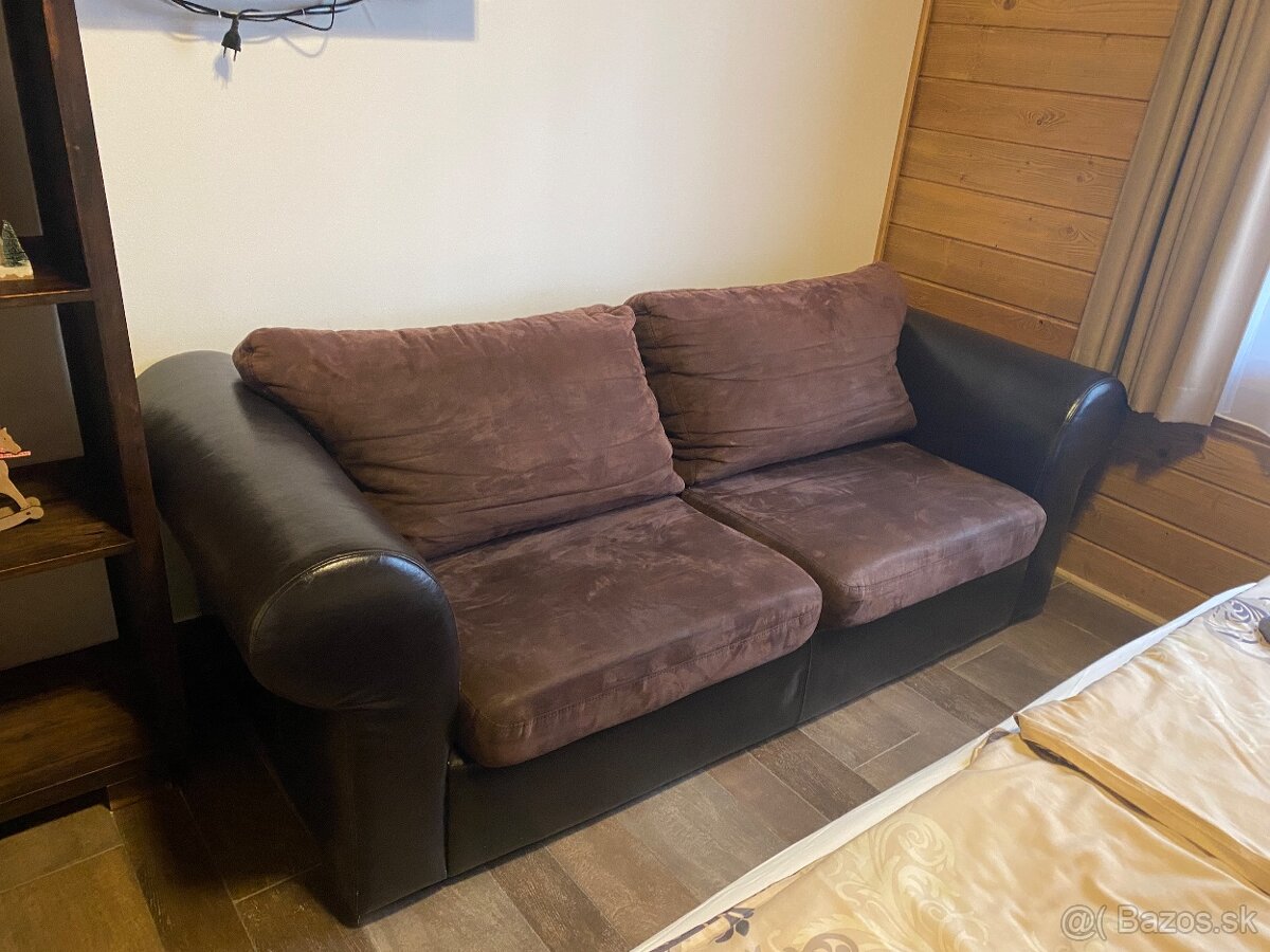 Sedačka koža/textil + 2 kreslá