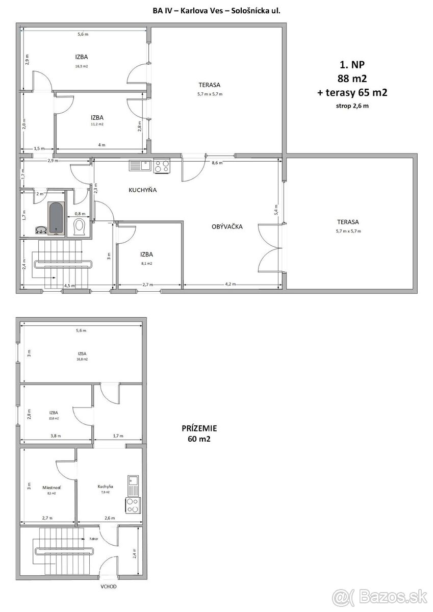 6 izb. dvoj podlažný byt s 2 terasami