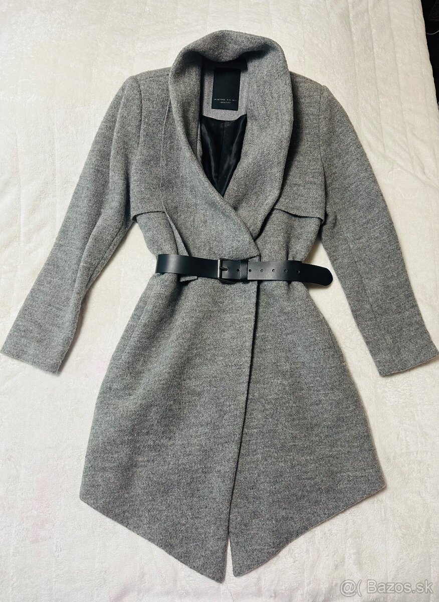 Asymetrický sivý kabát zn. Pietro Filipi originál