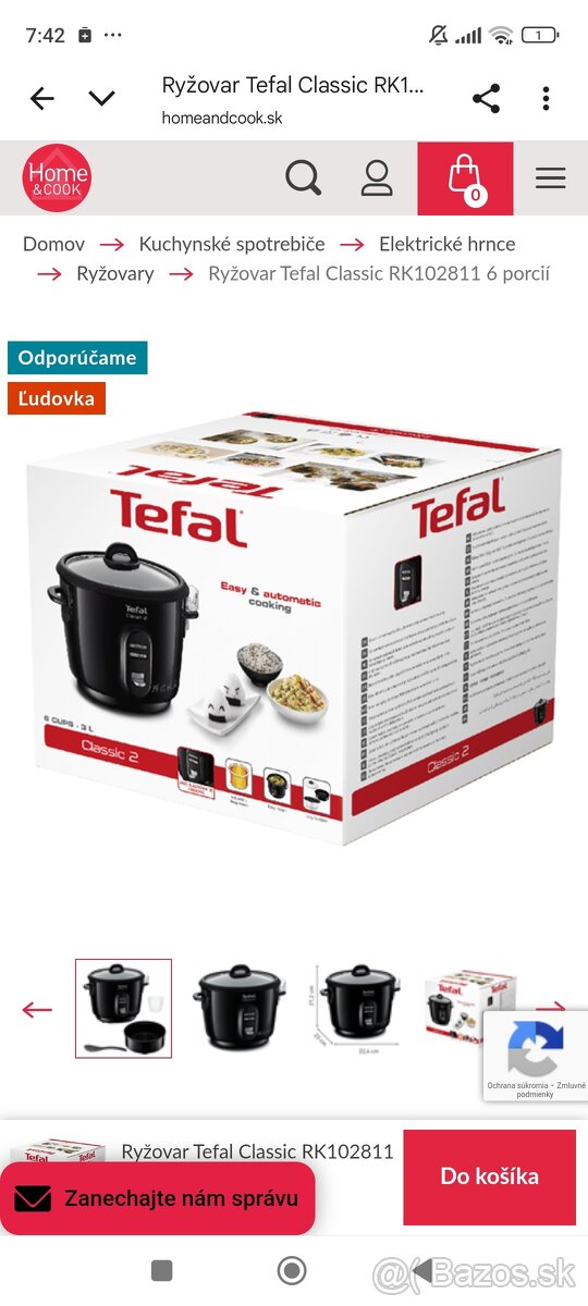 Ryžovar Tefal raz použitý