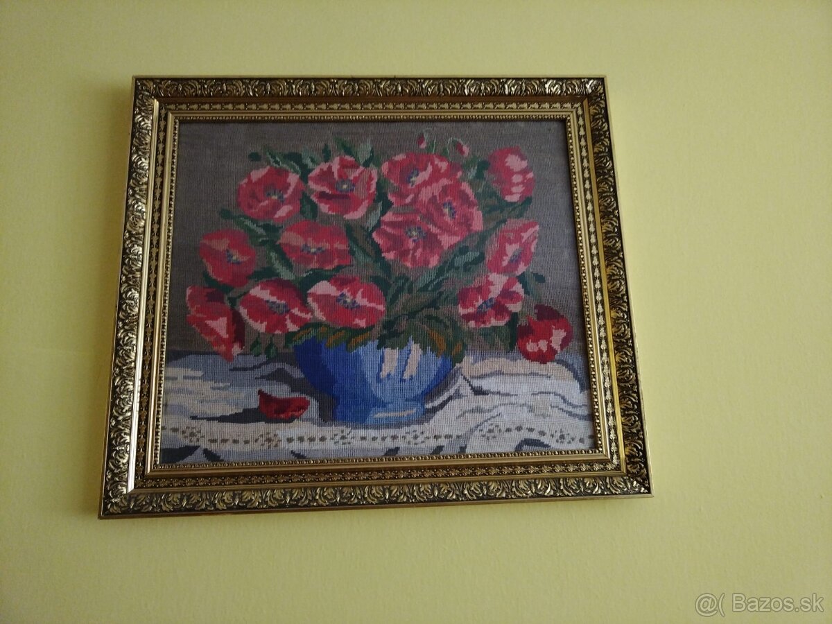 Predam obraz - kytica divych makov / 70x61 cm