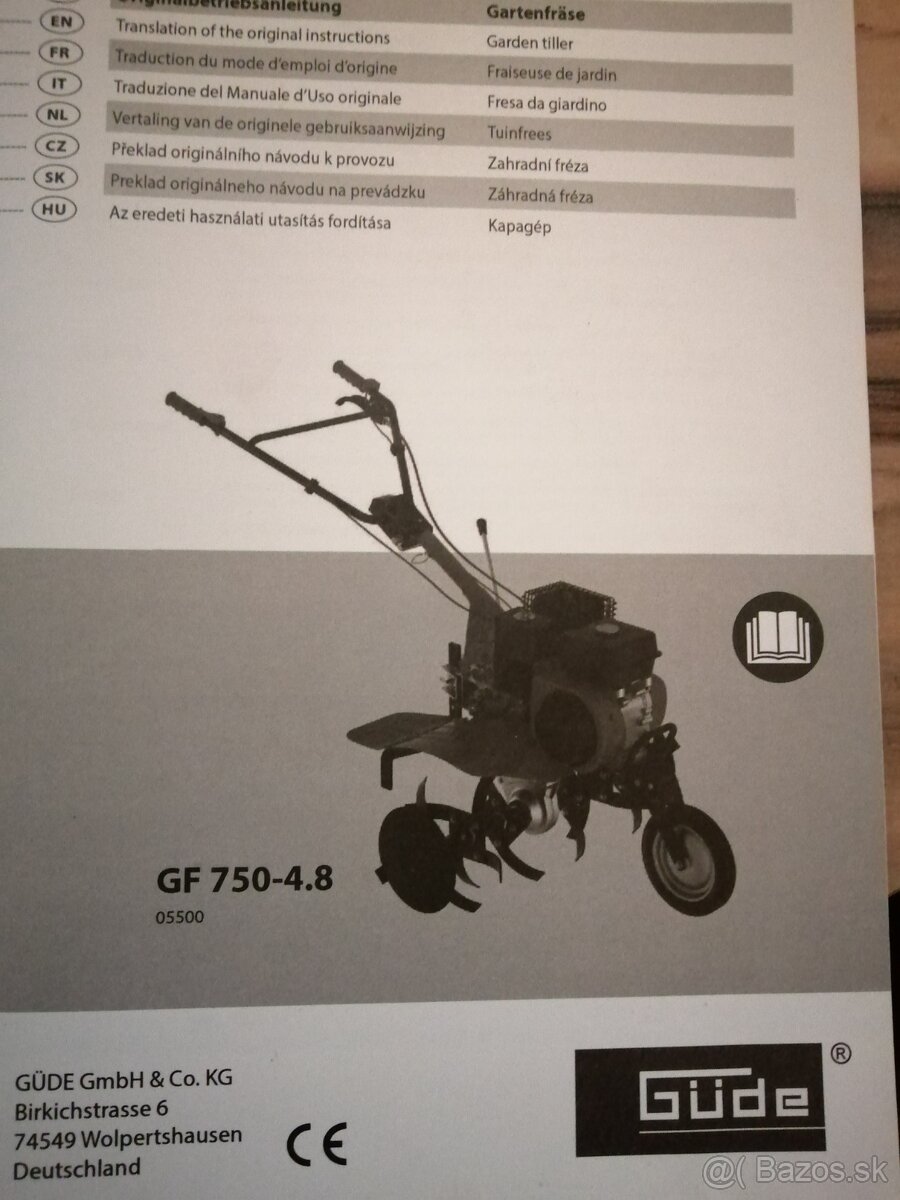 Predám kultivátor Gude GF750-4,8