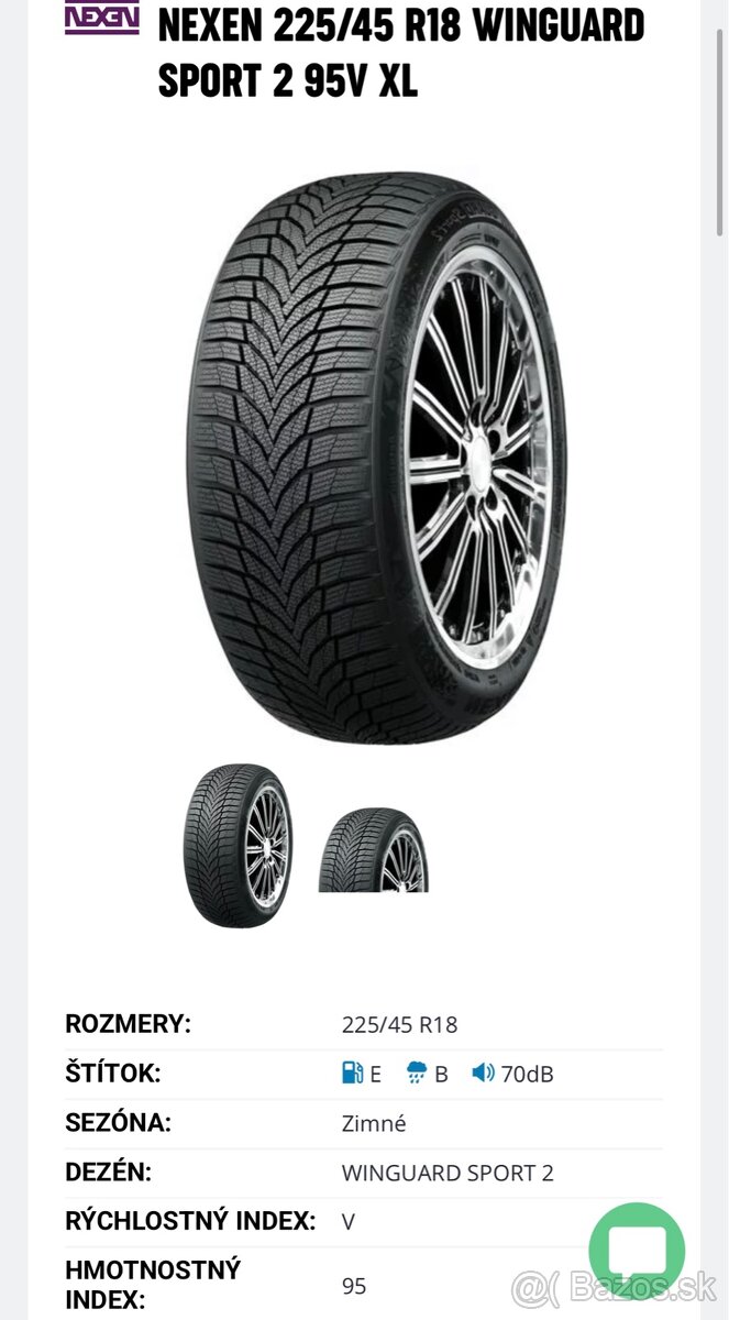 Zimné pneumatiky 225/45 r18 NEXEN