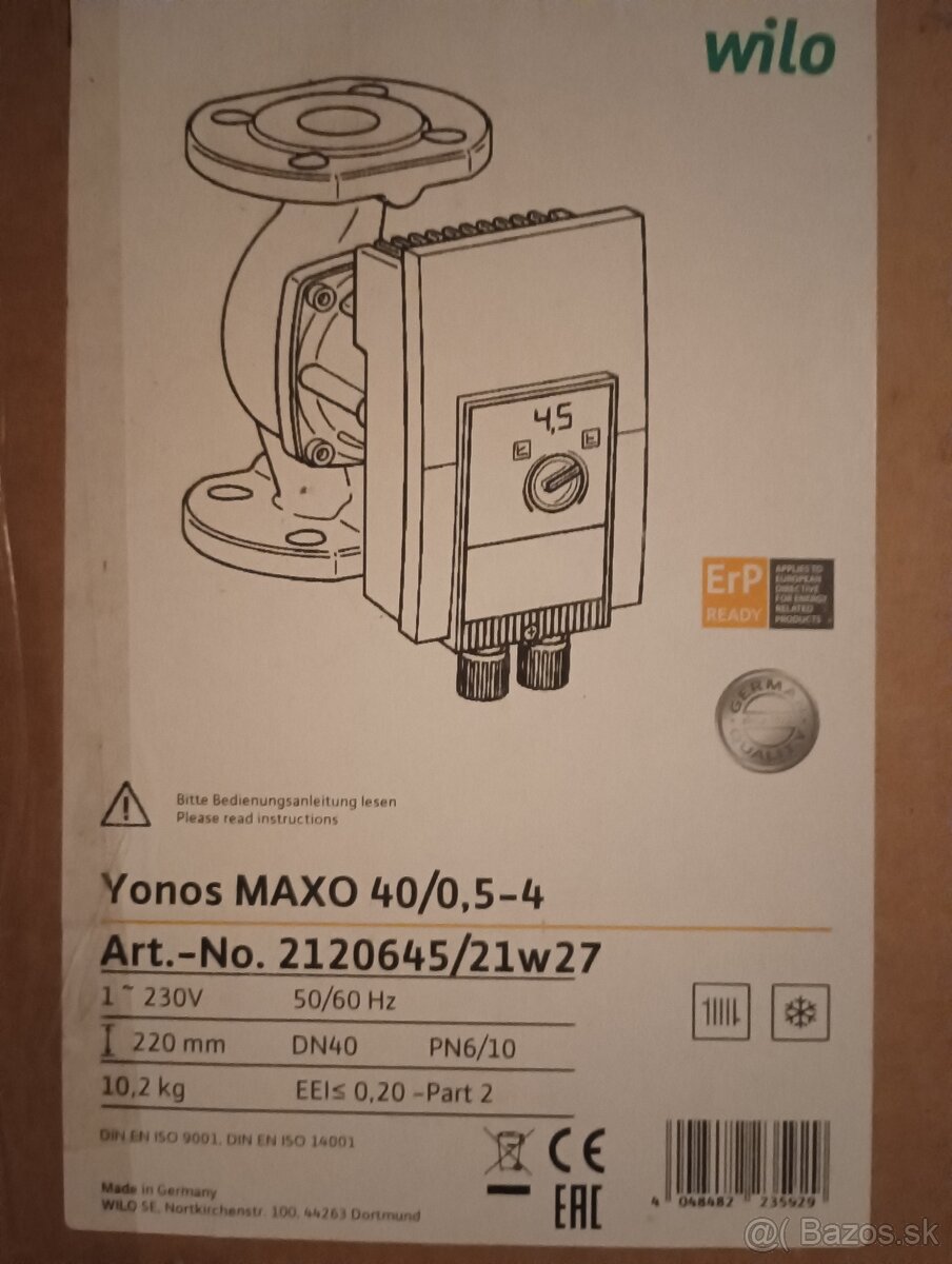 Obehové čerpadlo Yonos MAXO 40/0,5-4