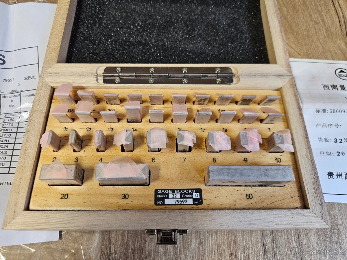 Johansonové mierky, 1.00 - 50mm, 32ks