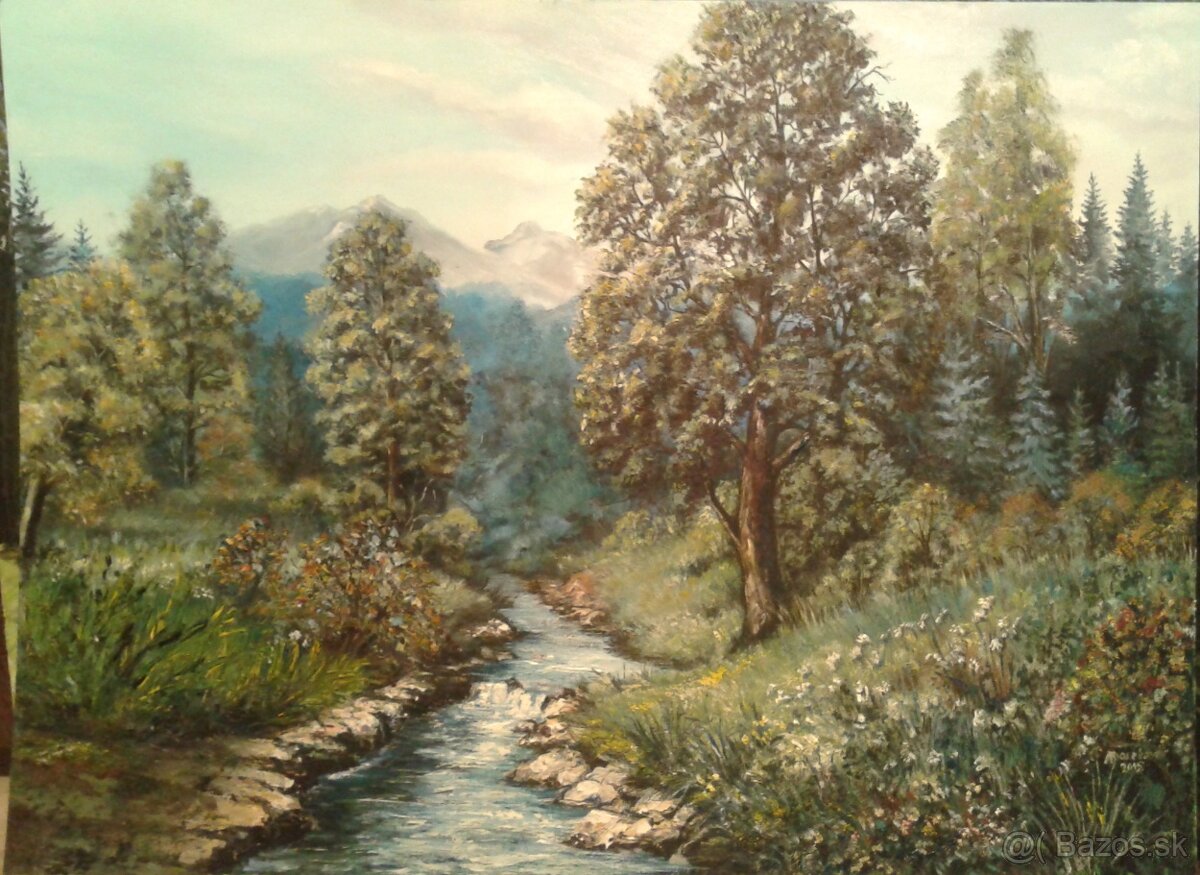 Obraz, originál olejomaľba, Letná krajina