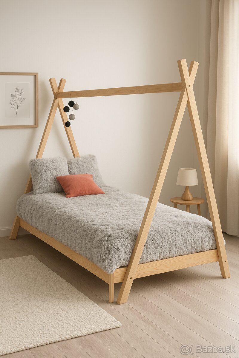 Detská borovicová posteľ tipi 180x80 + rošt