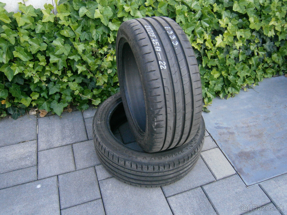 Predám 2x letné pneu Continental 225/45 R17 91YXL