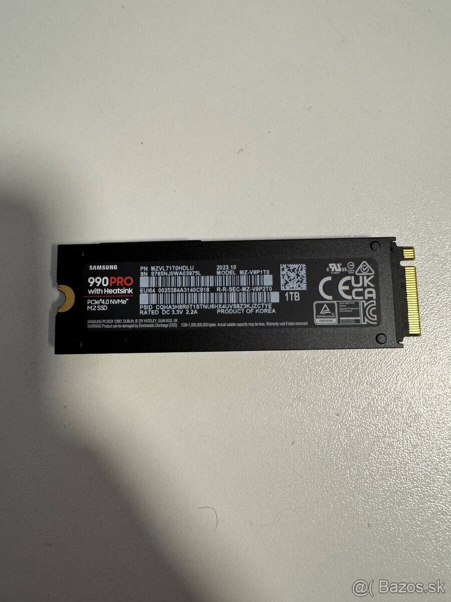 Predam ssd samsung 990 pro 1tb verzia s chladičom bolo použ