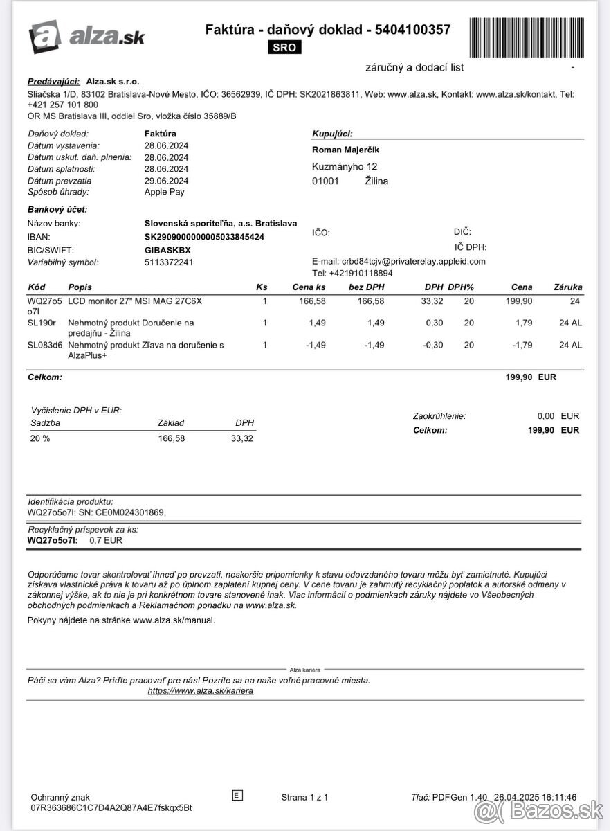 Monitor MSI MAG 27C6X