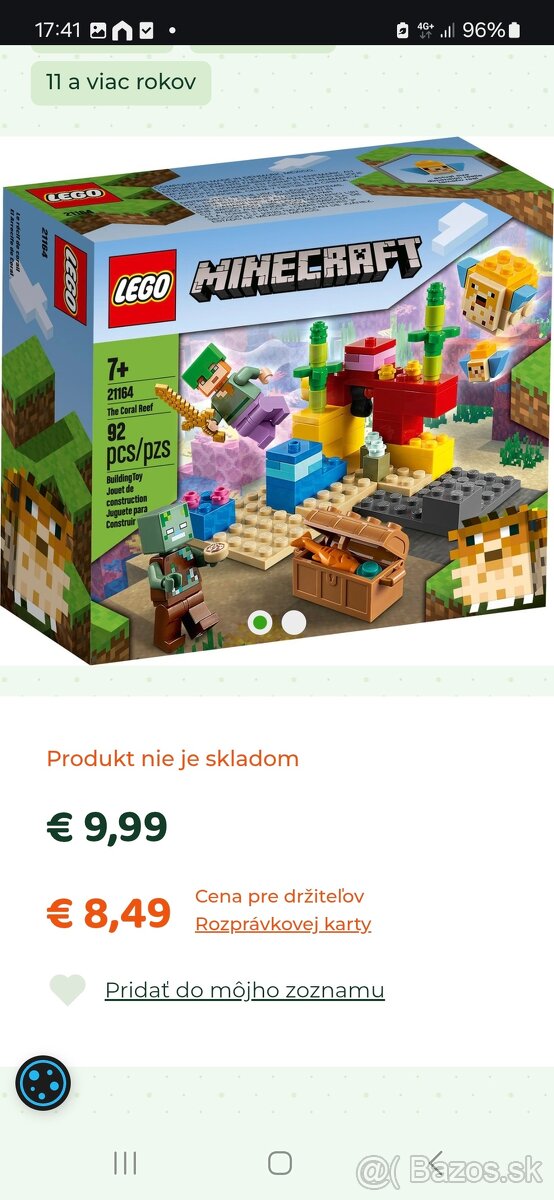 Lego Minecraft rozne druhy