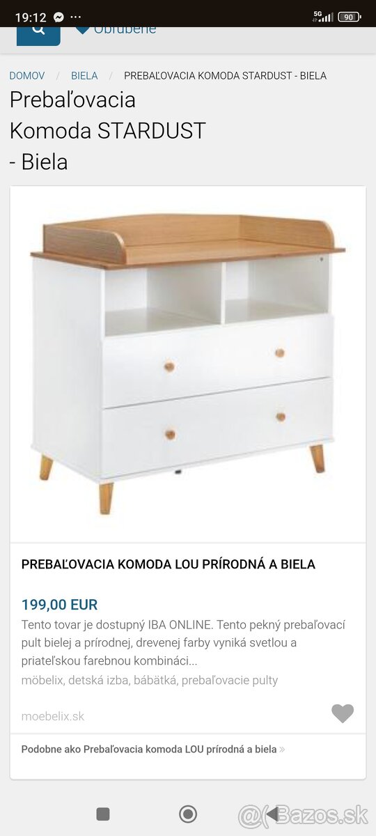 Prebalovacia komoda