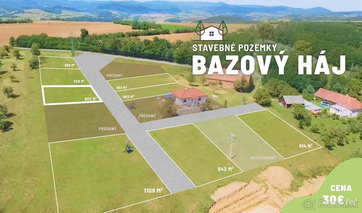 Na predaj stavebný pozemok v obci Bzovík / 863 m2