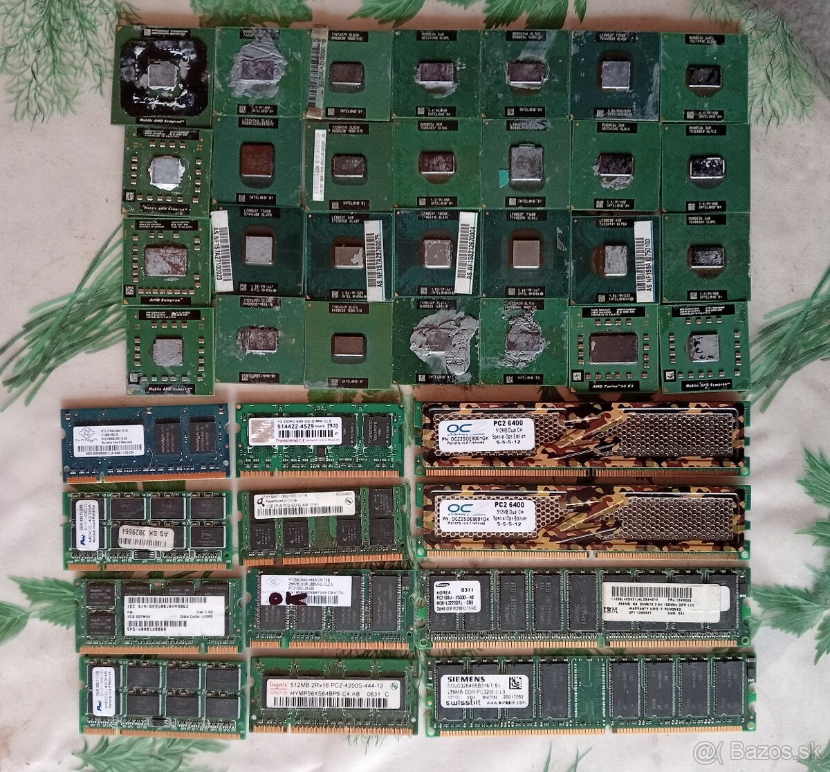 Pamäťe+procesory-stare notebooky