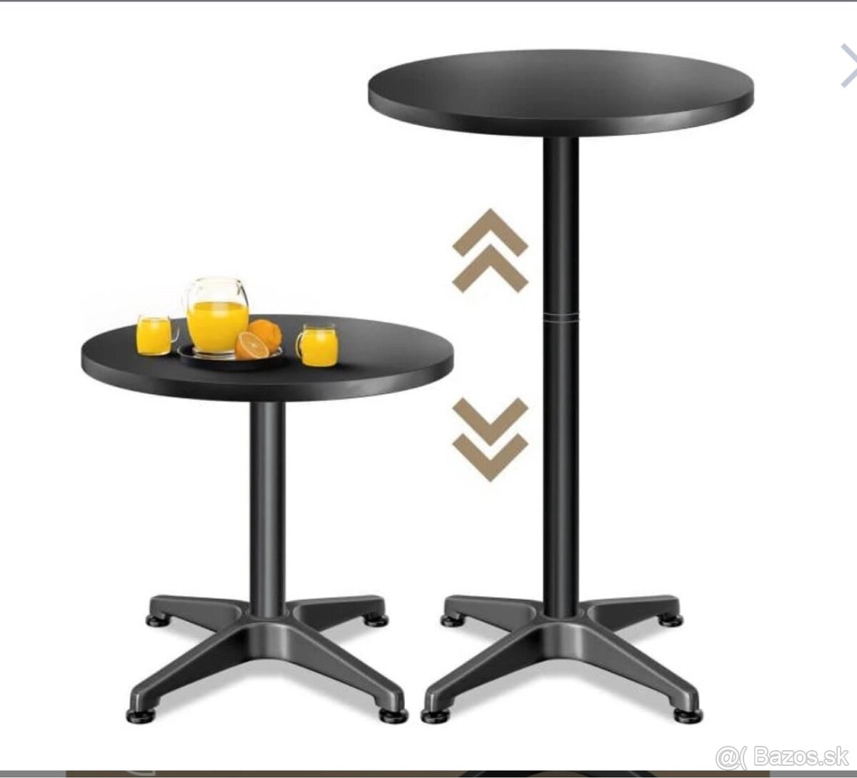 Hliníkový barový stôl Ø60 cm - čierny