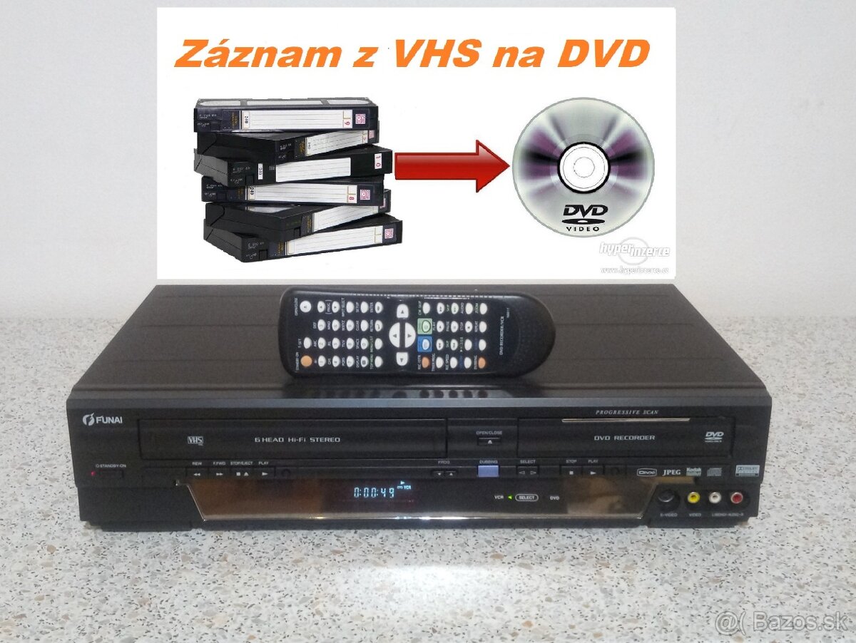 📼>>📀VHS-DVD rekordér Funai W4A-A4180DB