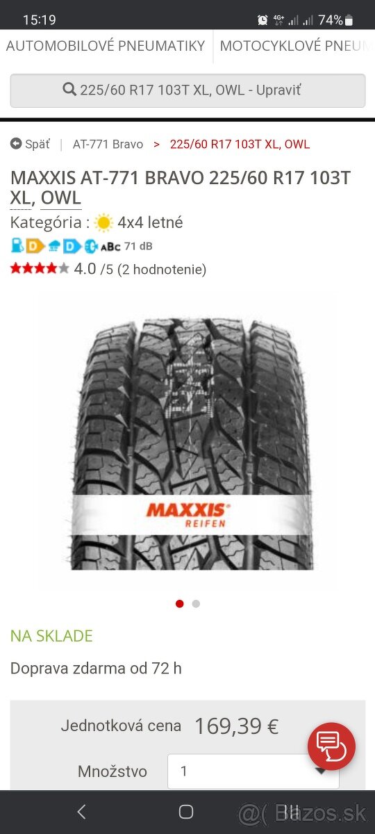 MAXXIS AT-771 BRAVO 225/60 R17 103T XL
M+S
