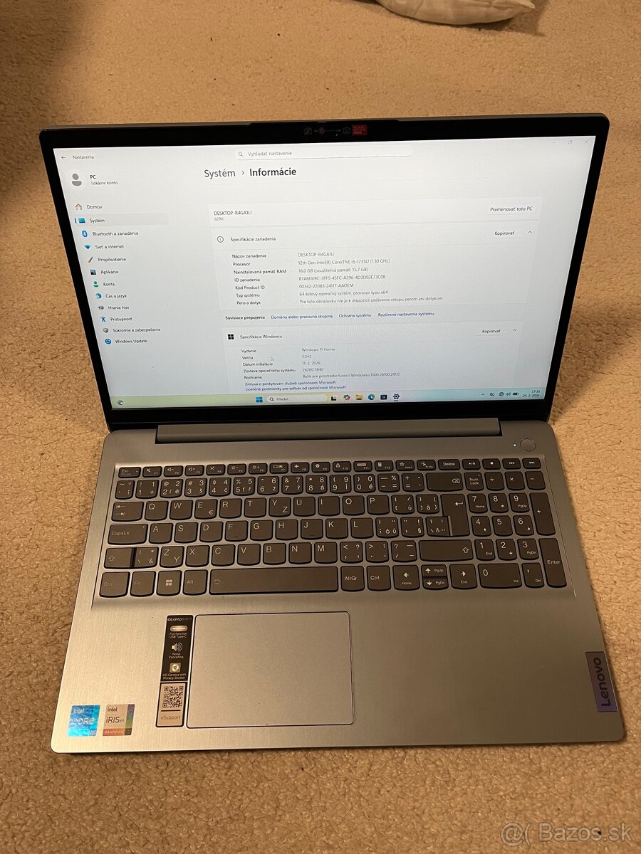 Predám Lenovo Ideapad slim 16gb, 512ssd