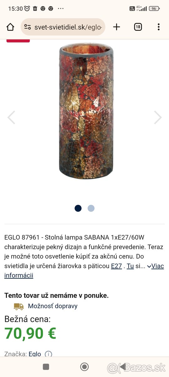 Vitrážova nočná lampa