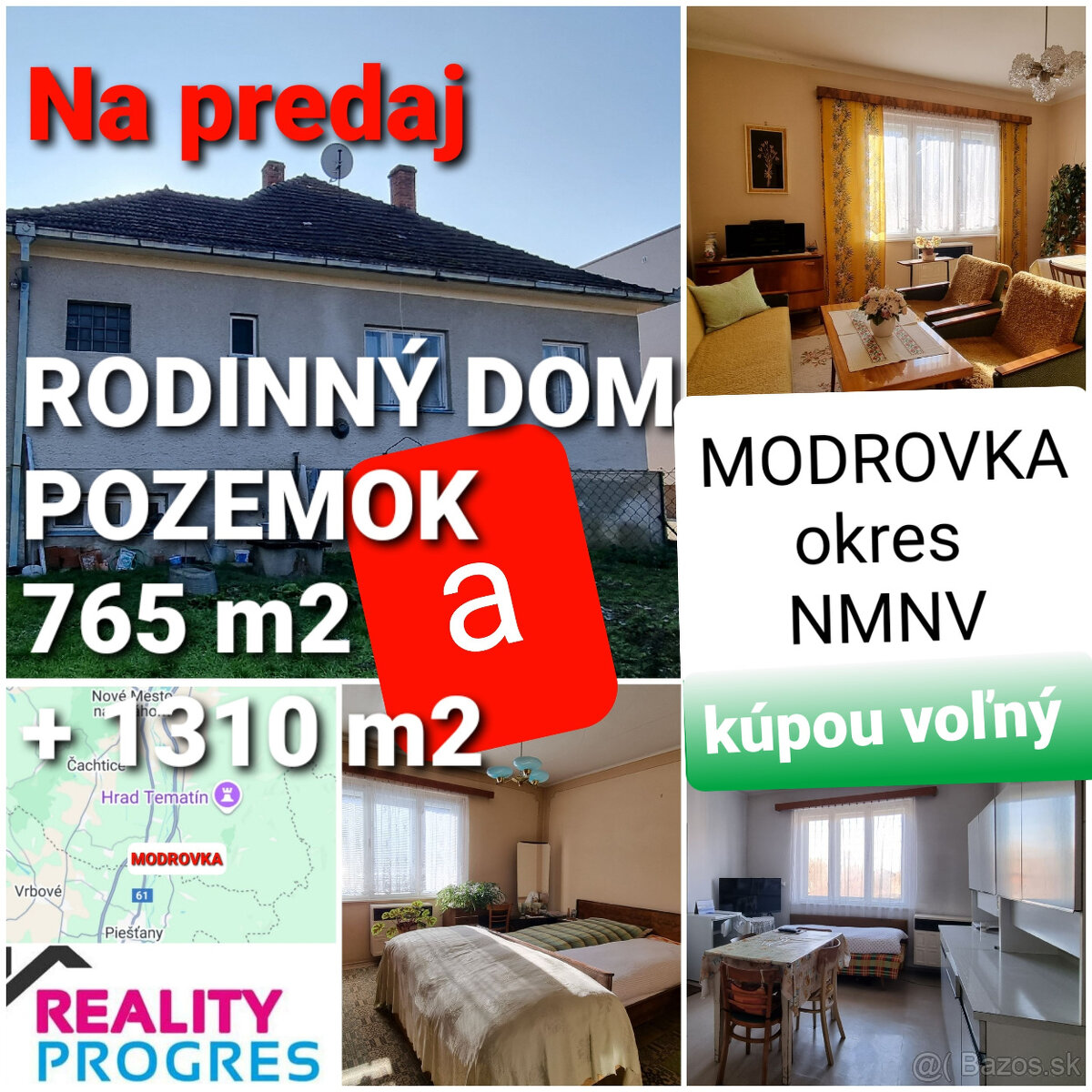 RODINNÝ DOM a POZEMOK 765m2 MODROVKA 10 km od PIEŠŤANY