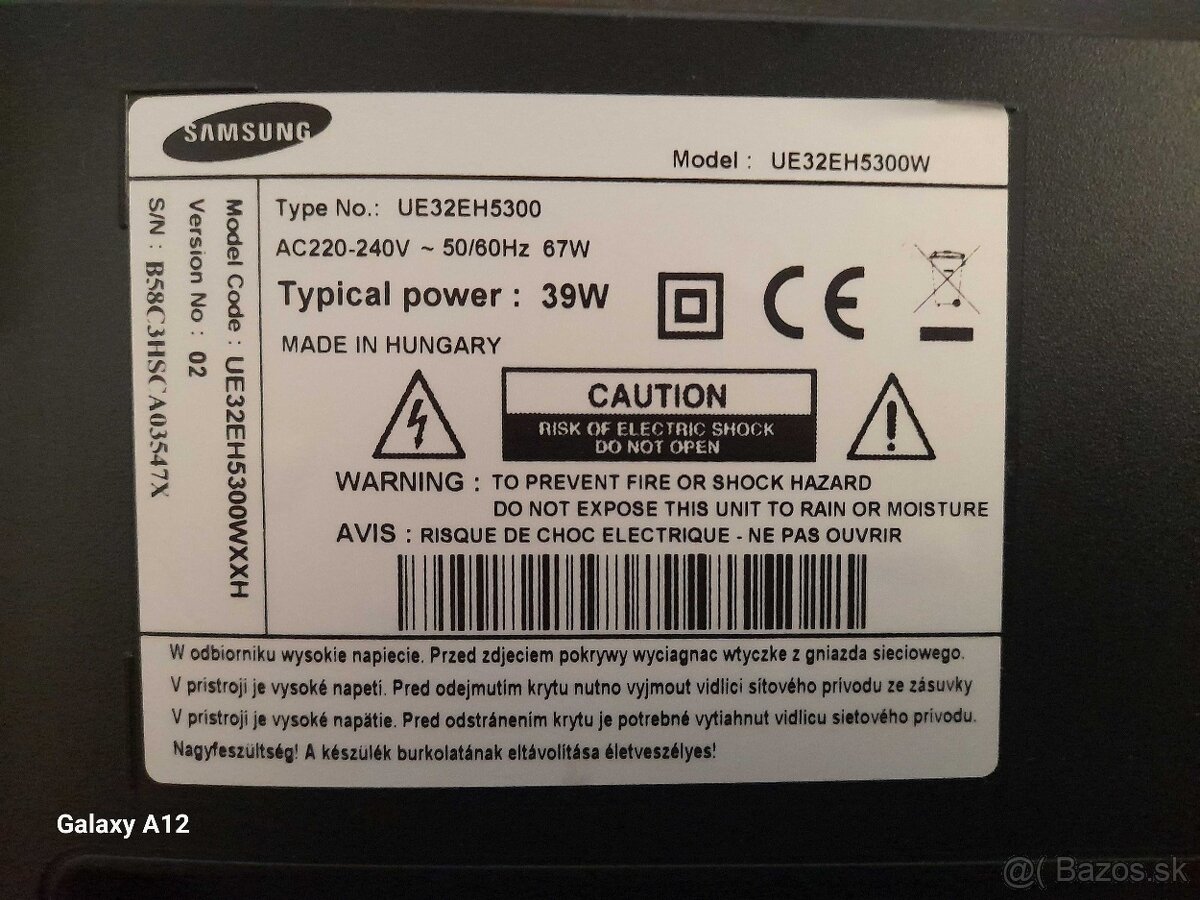 Náhradné diely na TV SAMSUNG UE32EH5300W